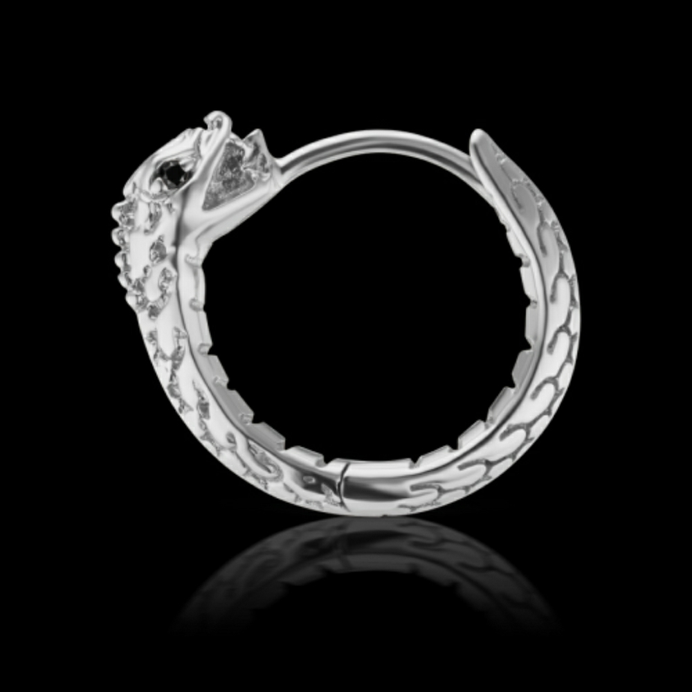 9.5mm White and Black Diamond Ouroboros Ring
